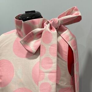 Pink polka dot dress with bow